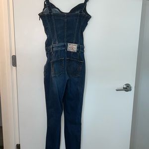 Fitted jean jumpsuit